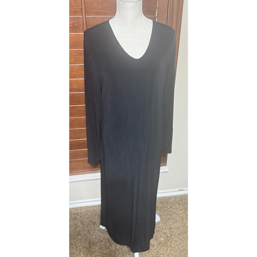 Drapers and Damons Black Maxi Dress long sleeve L Acetate travel stretchy slinky
